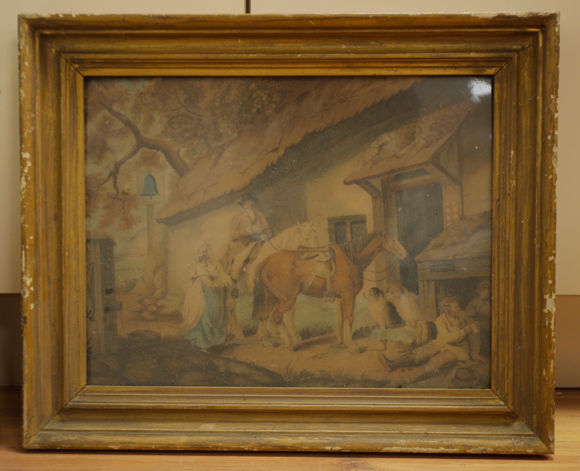 Late 18th / early 19th century School, pair of ink and watercolours, Cottage landscape and Farmyard scene, unsigned, 35 x 45cm. Condition - fair, faded throughout